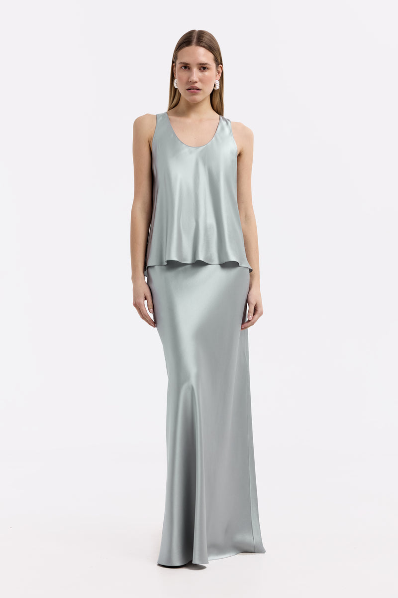 ALYSSA MOONSTONE SILK SATIN MAXI SKIRT