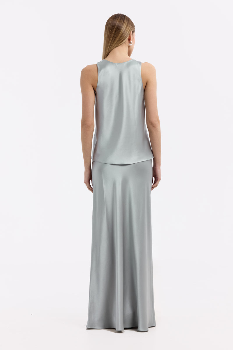 ALYSSA MOONSTONE SILK SATIN MAXI SKIRT