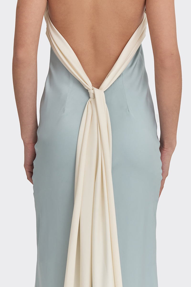 ANGELINE MAXI DRESS IN DUSTY BLUE