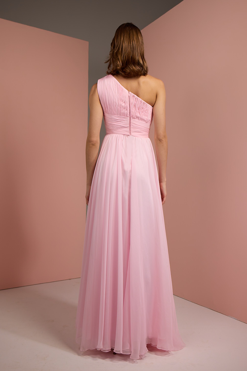 ONE SHOULDER DRESS IN BABY PINK