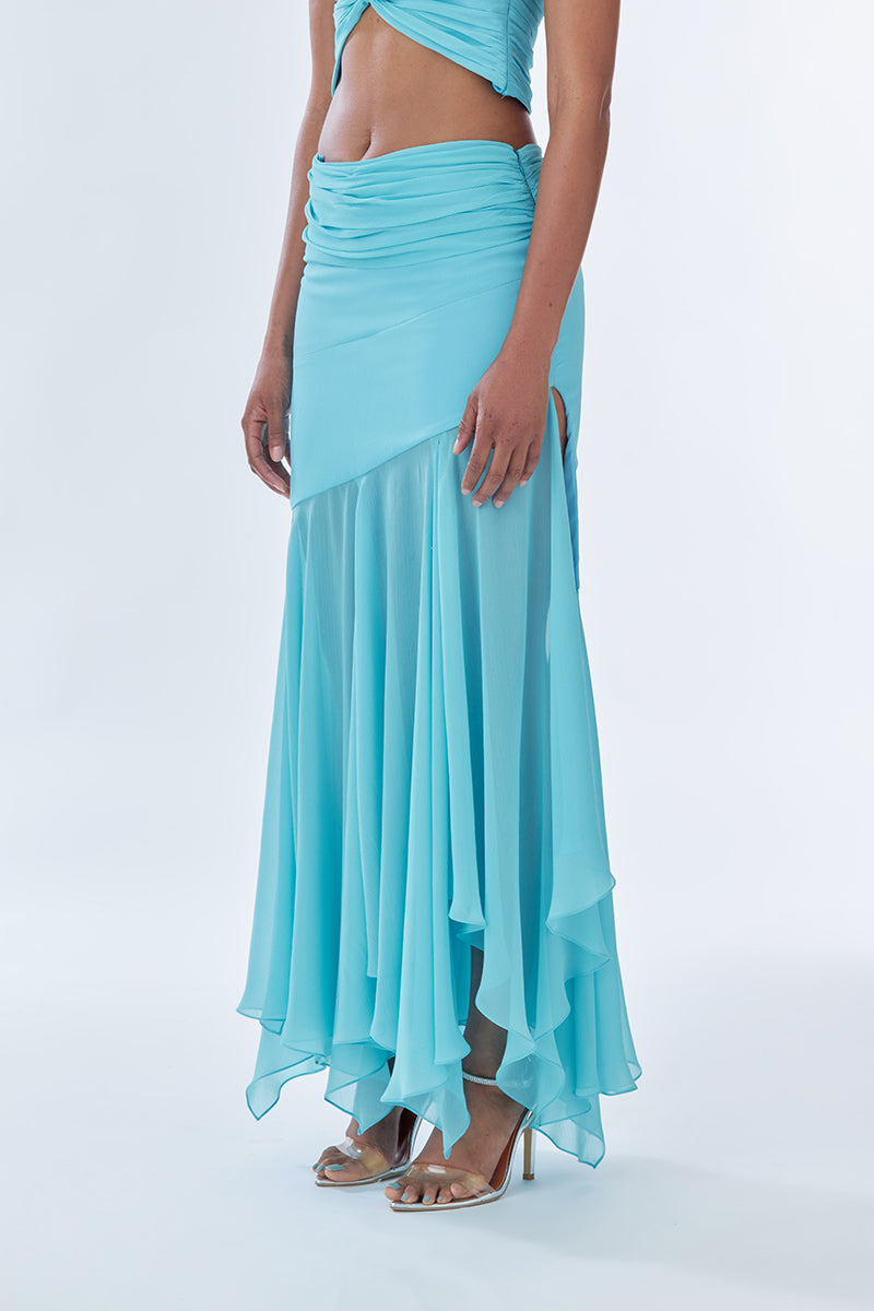 BETTA DRAPED MAXI SKIRT IN FULLMOON BLUE