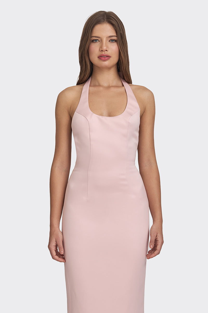 CAKE BOW MAXI DRESS IN DUSTY PINK