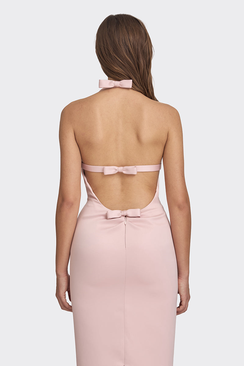 CAKE BOW MAXI DRESS IN DUSTY PINK