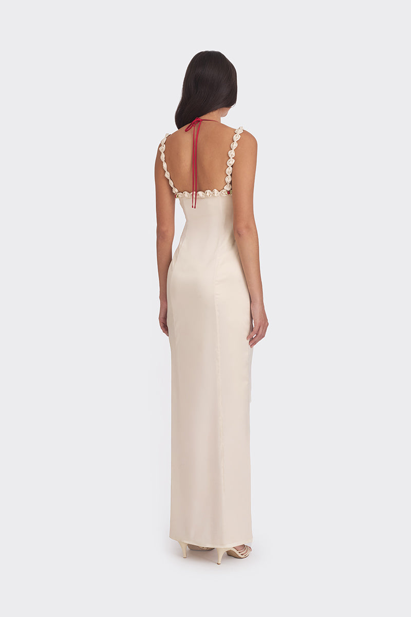CAKE MAXI SLIP DRESS IN BEIGE