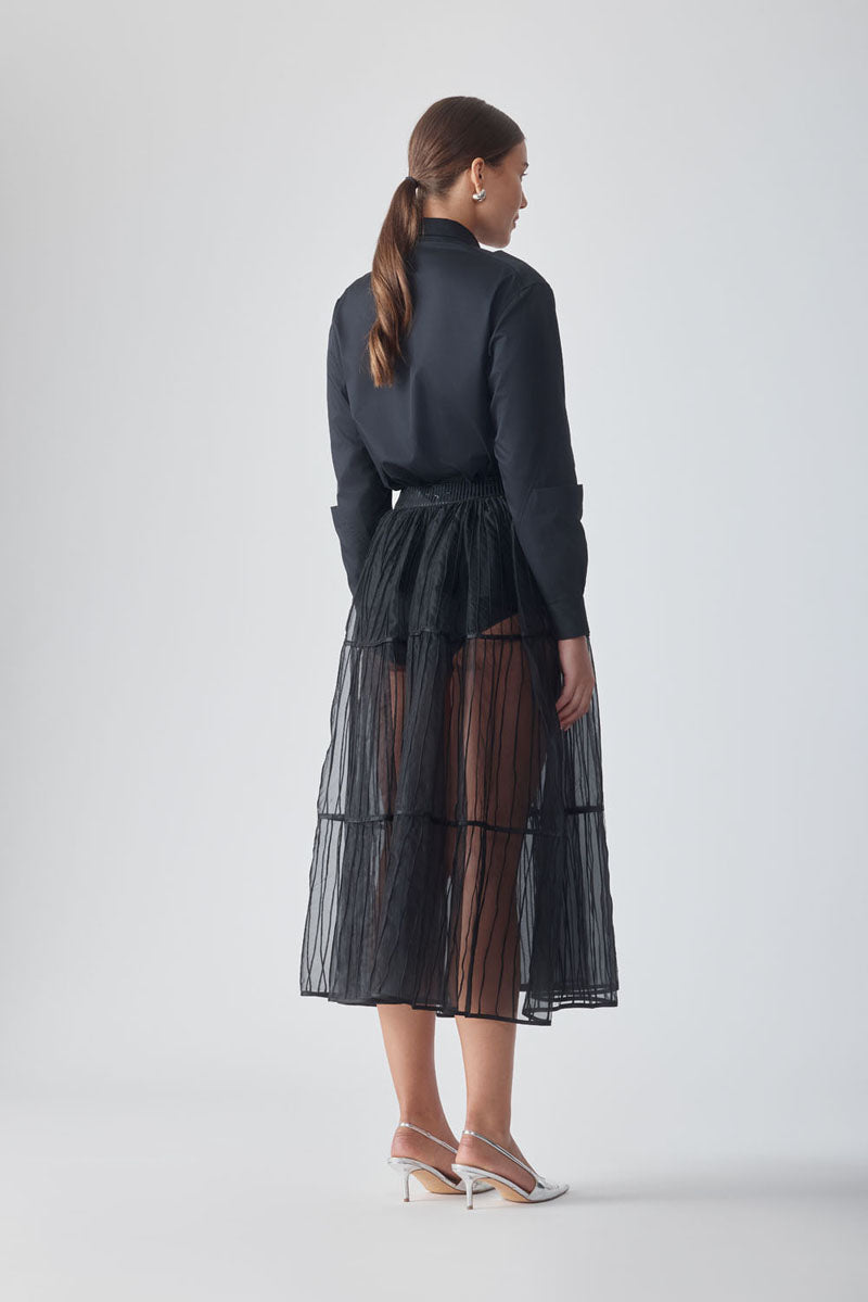 AFAF HAND-PIPED NOIR SKIRT