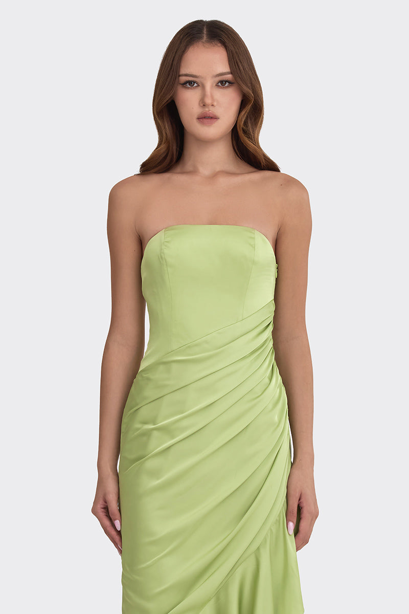 CORSET DRAPED DRESS IN GREEN