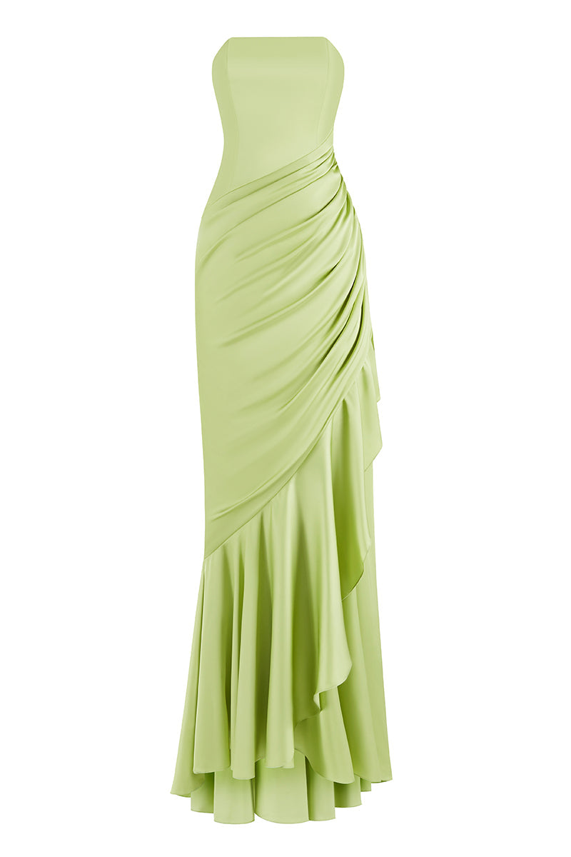 CORSET DRAPED DRESS IN GREEN