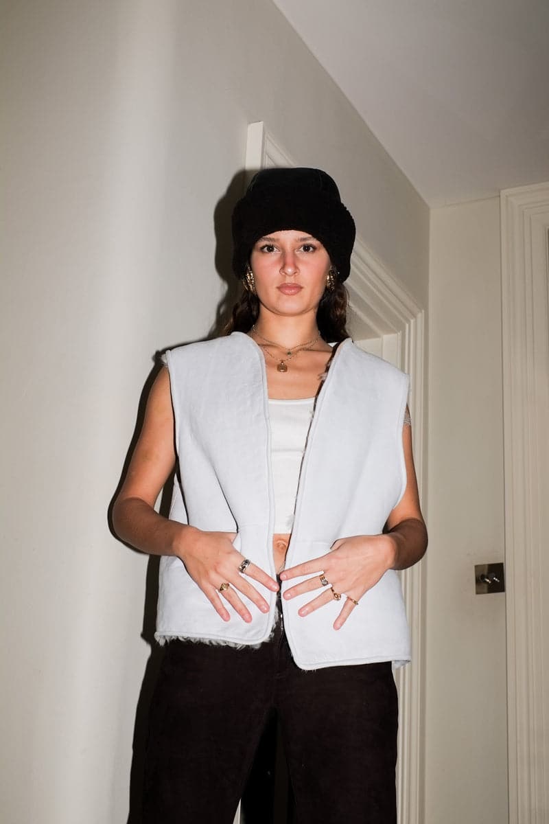 ZINA BIKER SHEARLING HAT