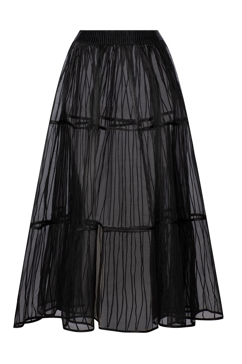 AFAF HAND-PIPED NOIR SKIRT