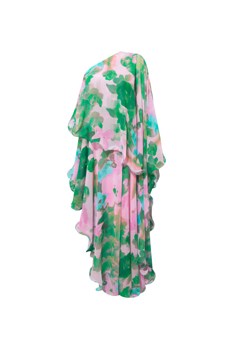 ELLE DRESS IN SOFT PINK AND GREEN