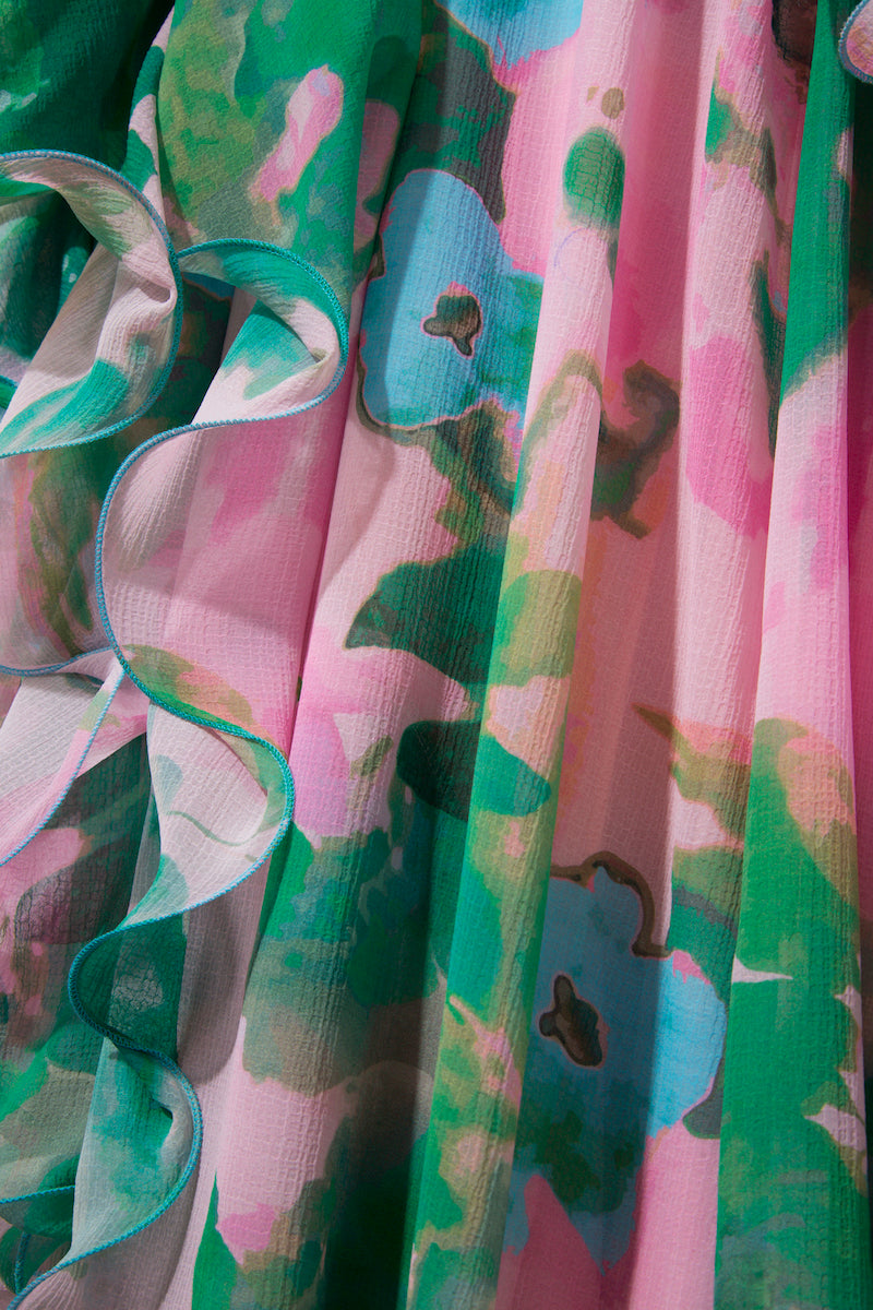 ELLE DRESS IN SOFT PINK AND GREEN