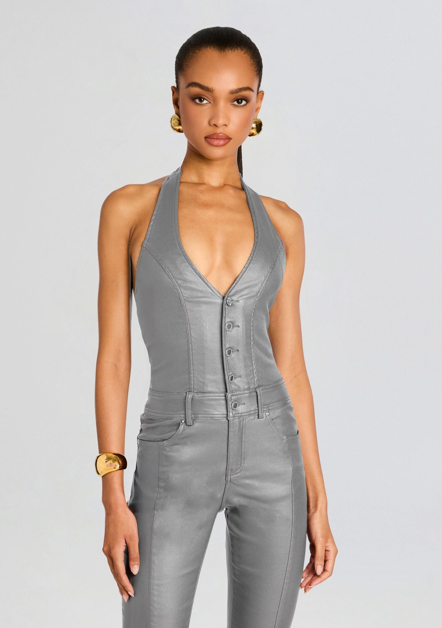 Cynthia Coated Denim Jumpsuit