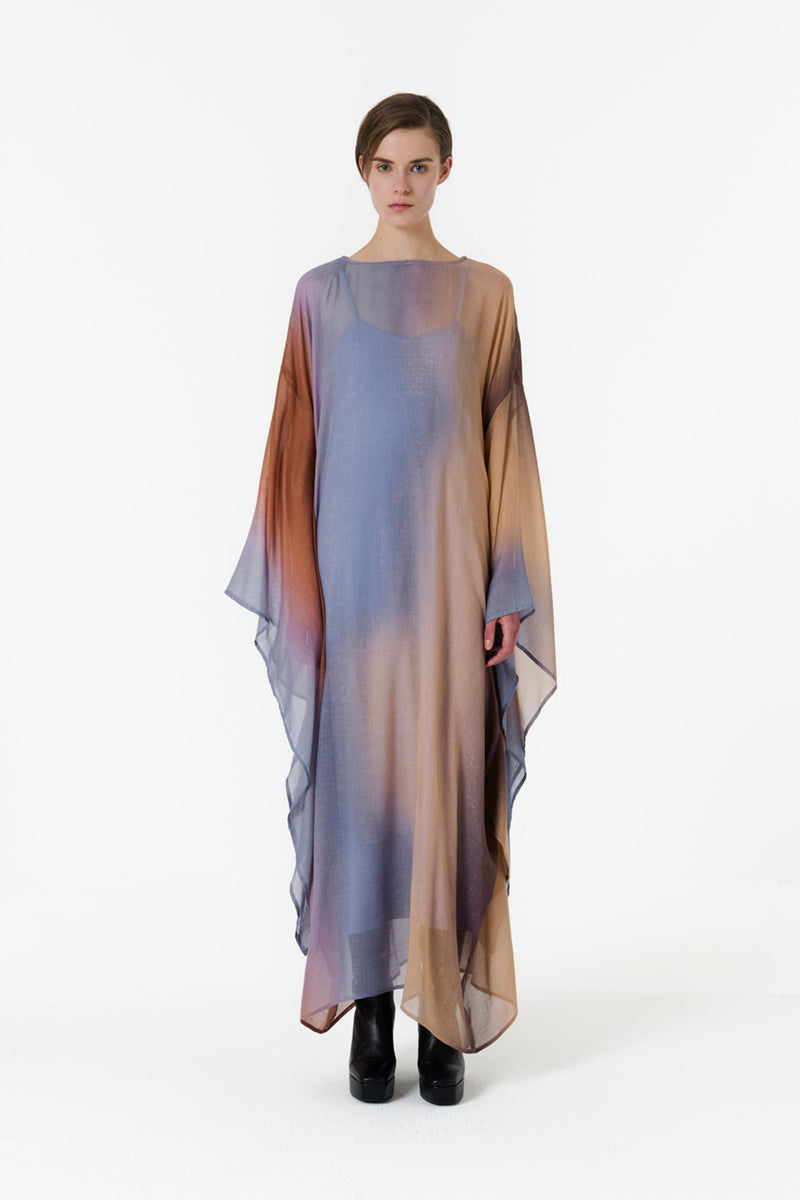 METALLIC KIMONO SLEEVE KAFTAN IN MULTICOLOR