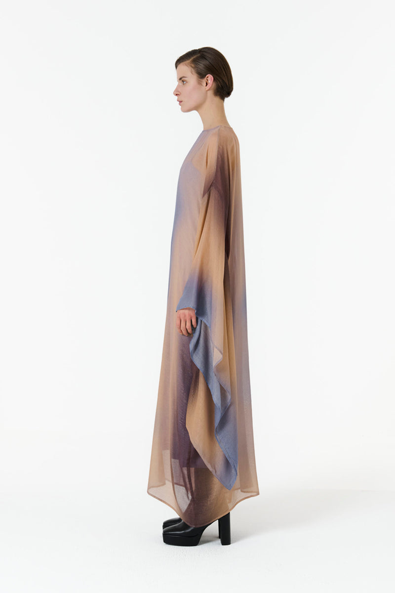 METALLIC KIMONO SLEEVE KAFTAN IN MULTICOLOR