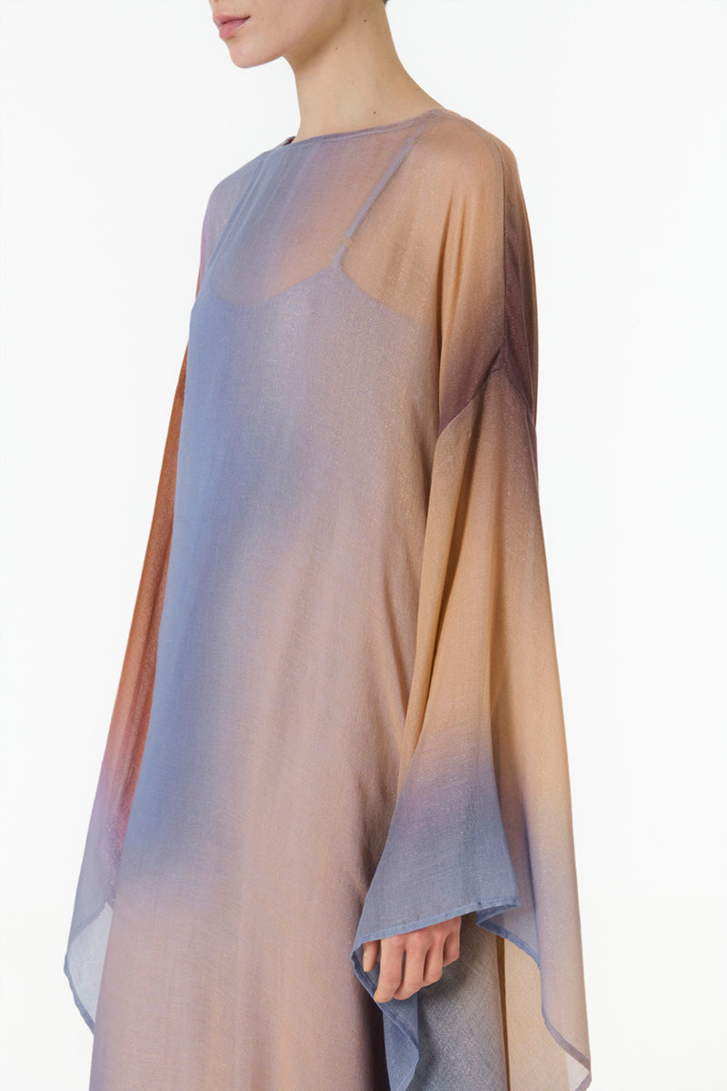 METALLIC KIMONO SLEEVE KAFTAN IN MULTICOLOR