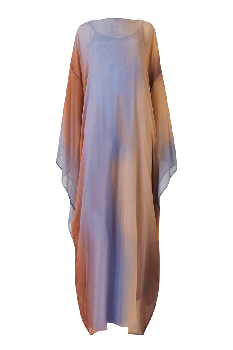 METALLIC KIMONO SLEEVE KAFTAN IN MULTICOLOR