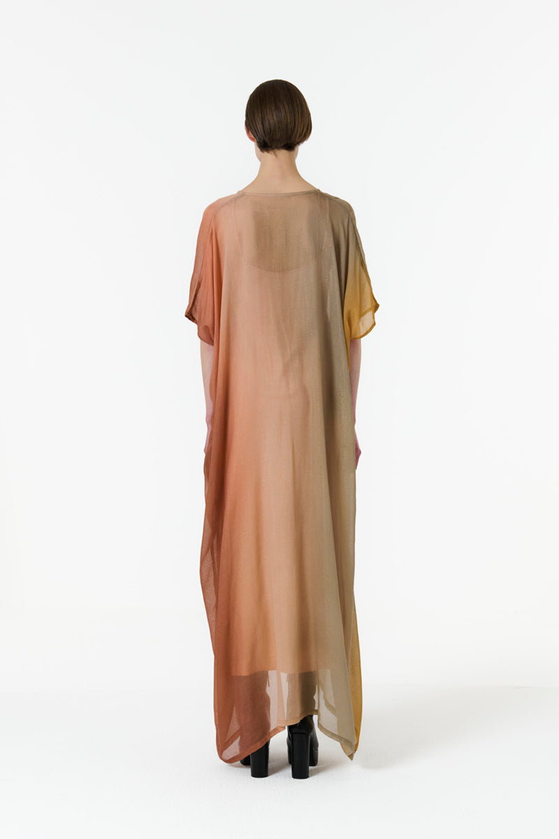 METALLIC OMBRE PRINT KAFTAN IN BROWN