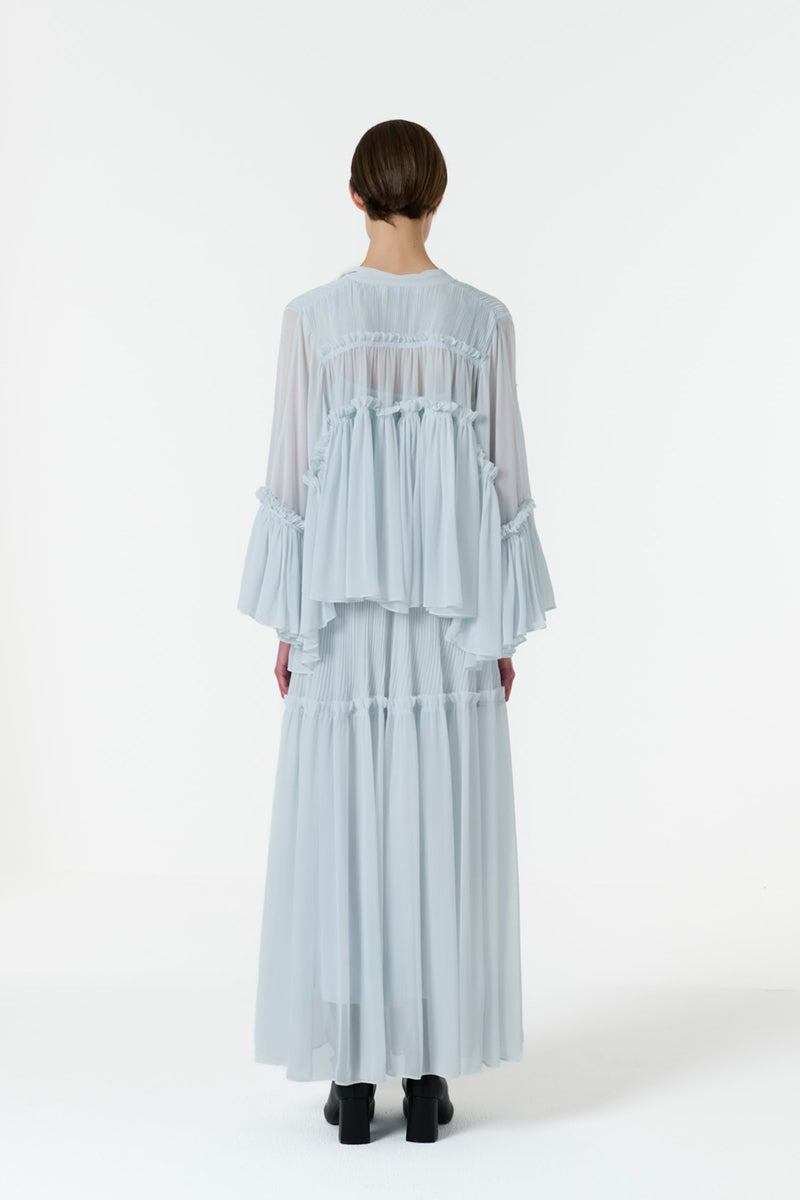 TIERED CHIFFON SKIRT IN BLUE