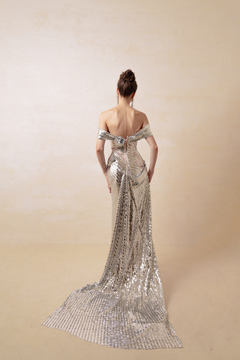 COUTURE DRESS IN SILVER