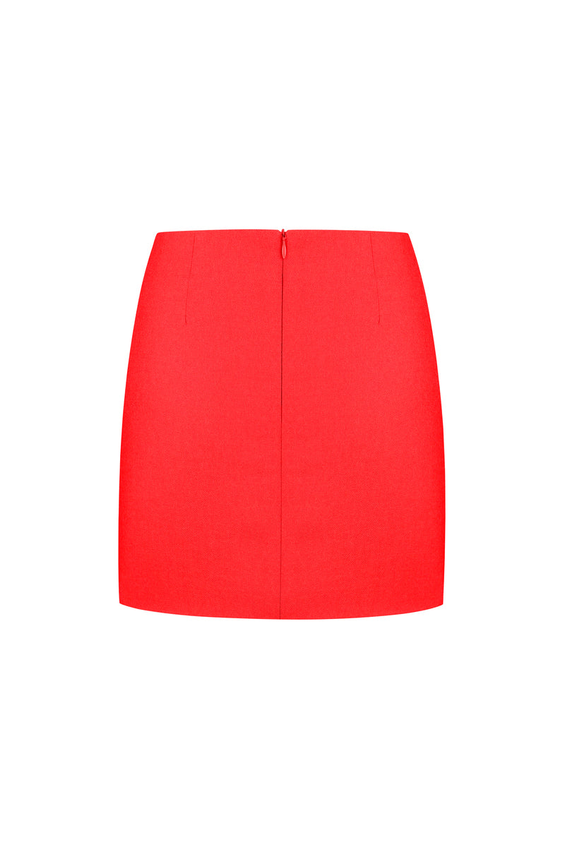 ANTHURIUM RED SLIM FIT MINI SKIRT
