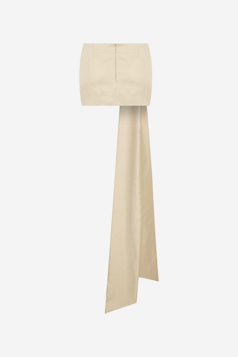 TIE FRONT MINI SKIRT IN BEIGE