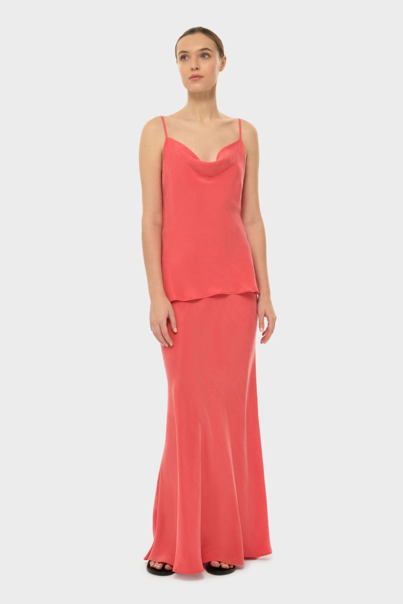 AQUAFLORA LUCY SLIP SKIRT IN CORAL