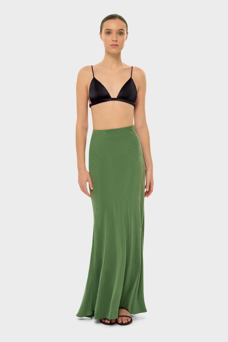 AQUAFLORA LUCY SLIP SKIRT IN MOSS