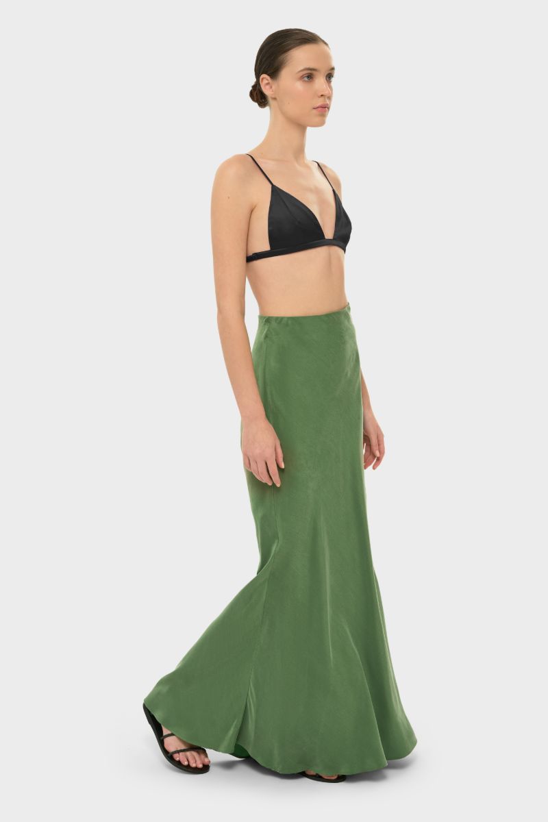 AQUAFLORA LUCY SLIP SKIRT IN MOSS