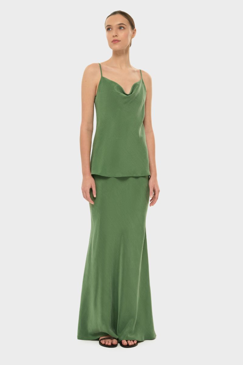 AQUAFLORA LUCY SLIP SKIRT IN MOSS