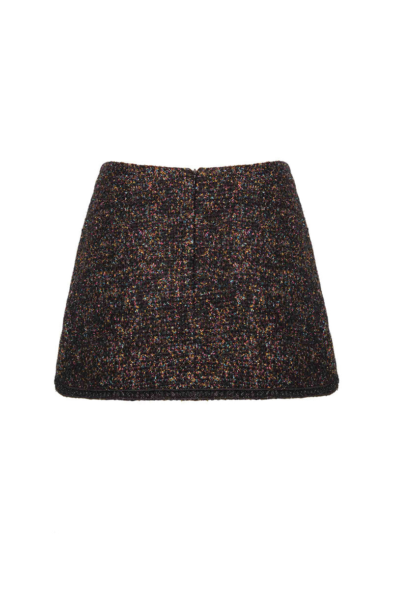 BROWN CHECKERED WOOL MINI SKIRT