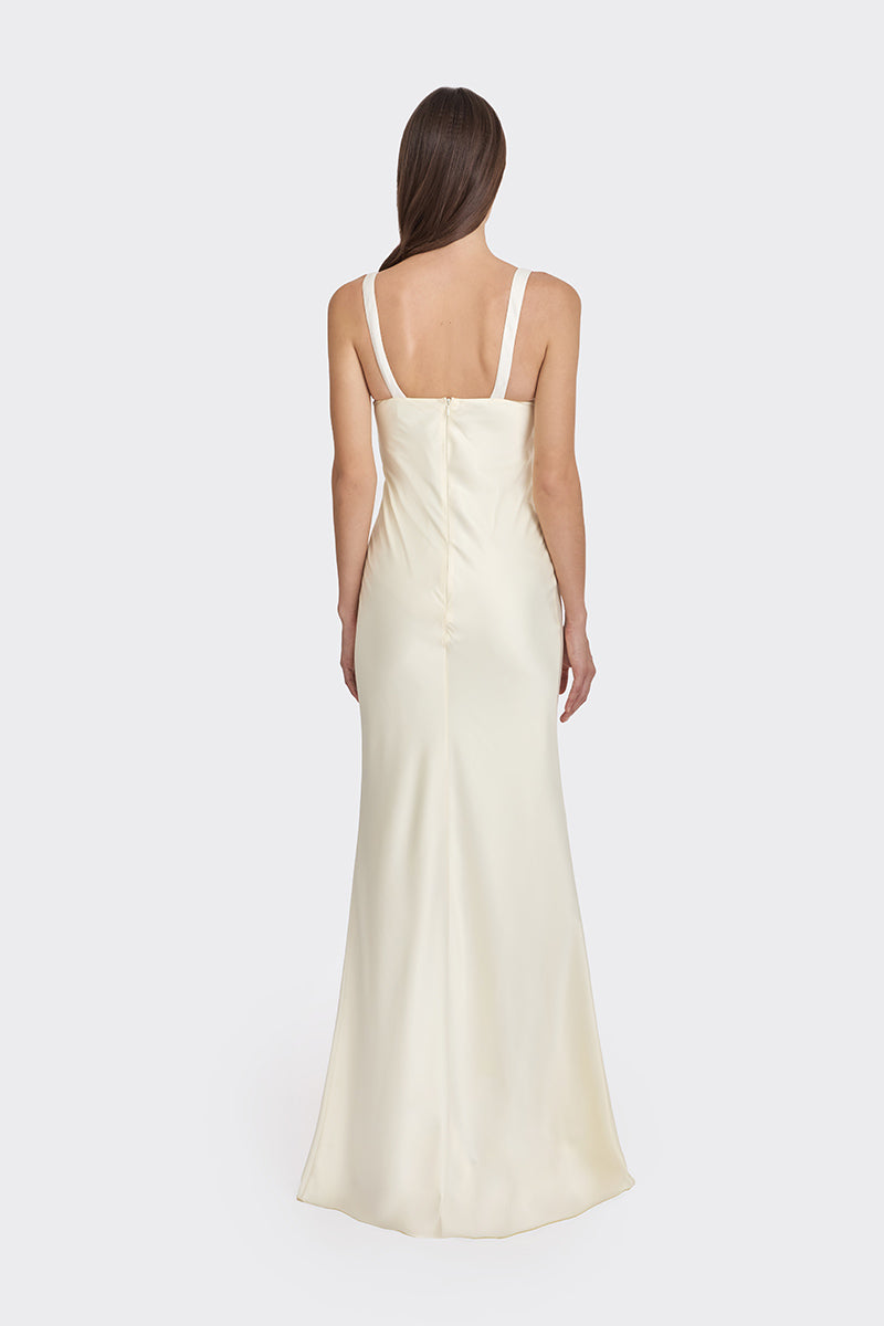 MINI BOW MAXI DRESS IN LIGHT YELLOW