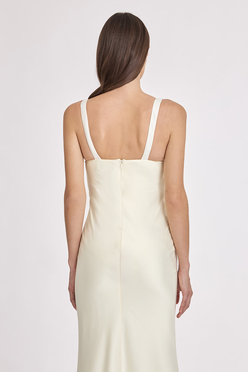 MINI BOW MAXI DRESS IN LIGHT YELLOW