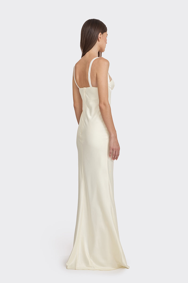MINI BOW MAXI DRESS IN LIGHT YELLOW