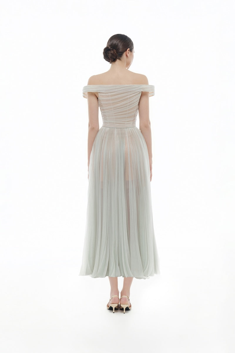 MINT OFF-SHOULDER MIDI DRESS
