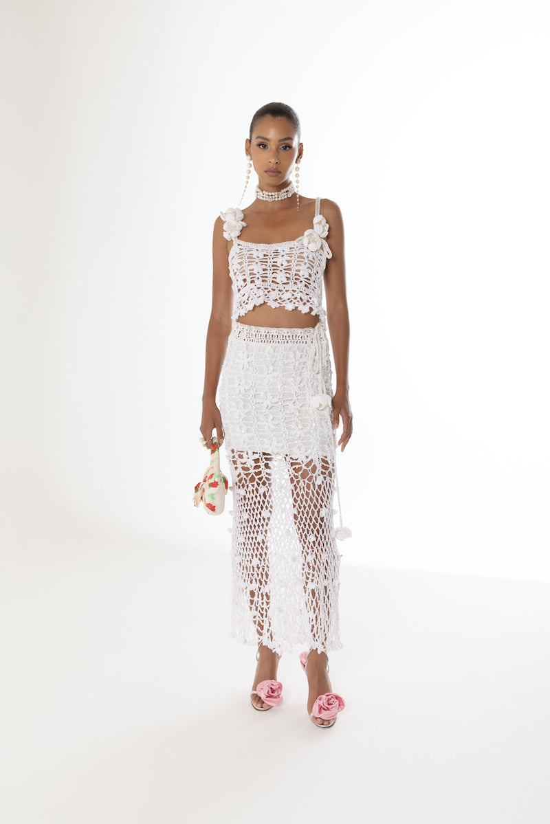 WHITE VANILLA HANDMADE CROCHET SKIRT
