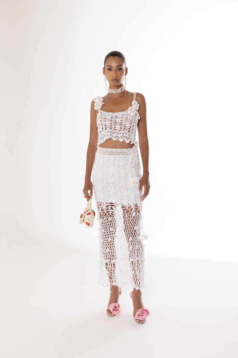 WHITE VANILLA HANDMADE CROCHET SKIRT