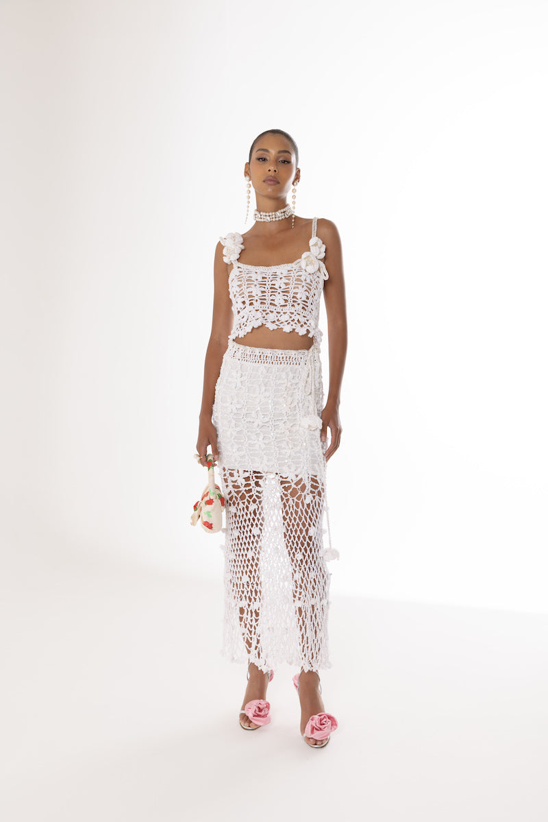 WHITE VANILLA HANDMADE CROCHET SKIRT