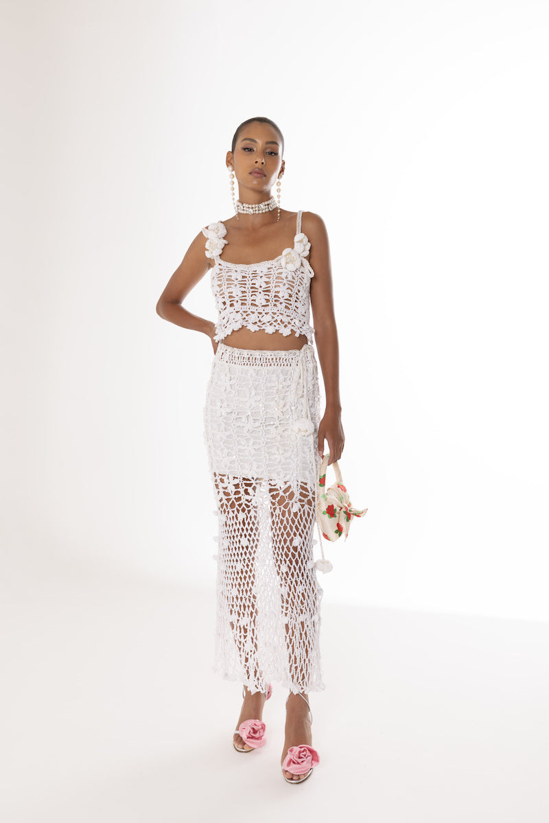 WHITE VANILLA HANDMADE CROCHET SKIRT