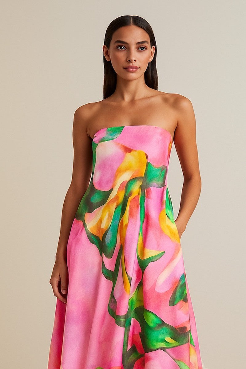 PEONY DRESS IN TAFFY PINK