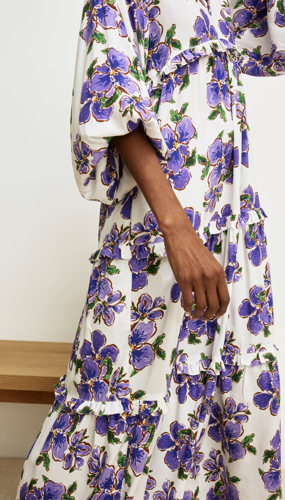 Balloon Sleeve Tiered Dress