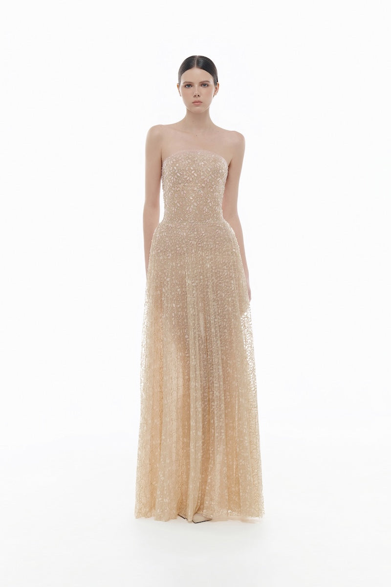 PASTEL CRYSTAL BEADED MIDI DRESS