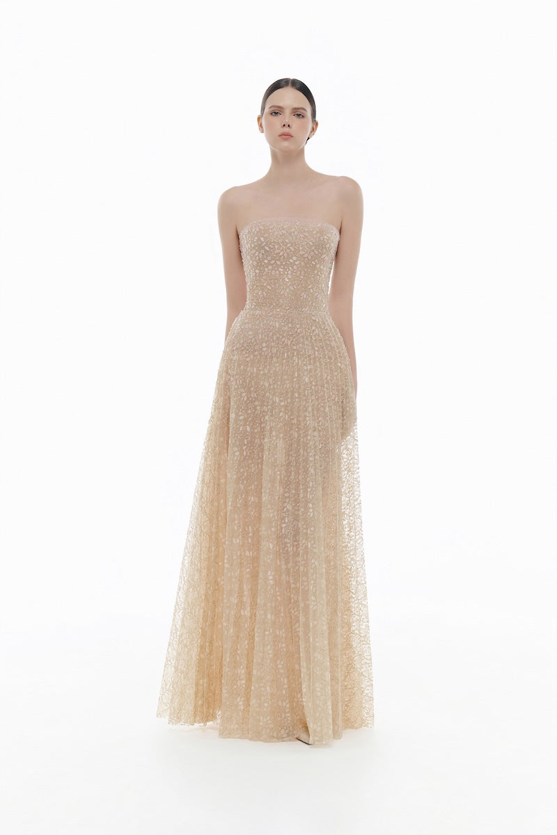 PASTEL CRYSTAL BEADED MIDI DRESS