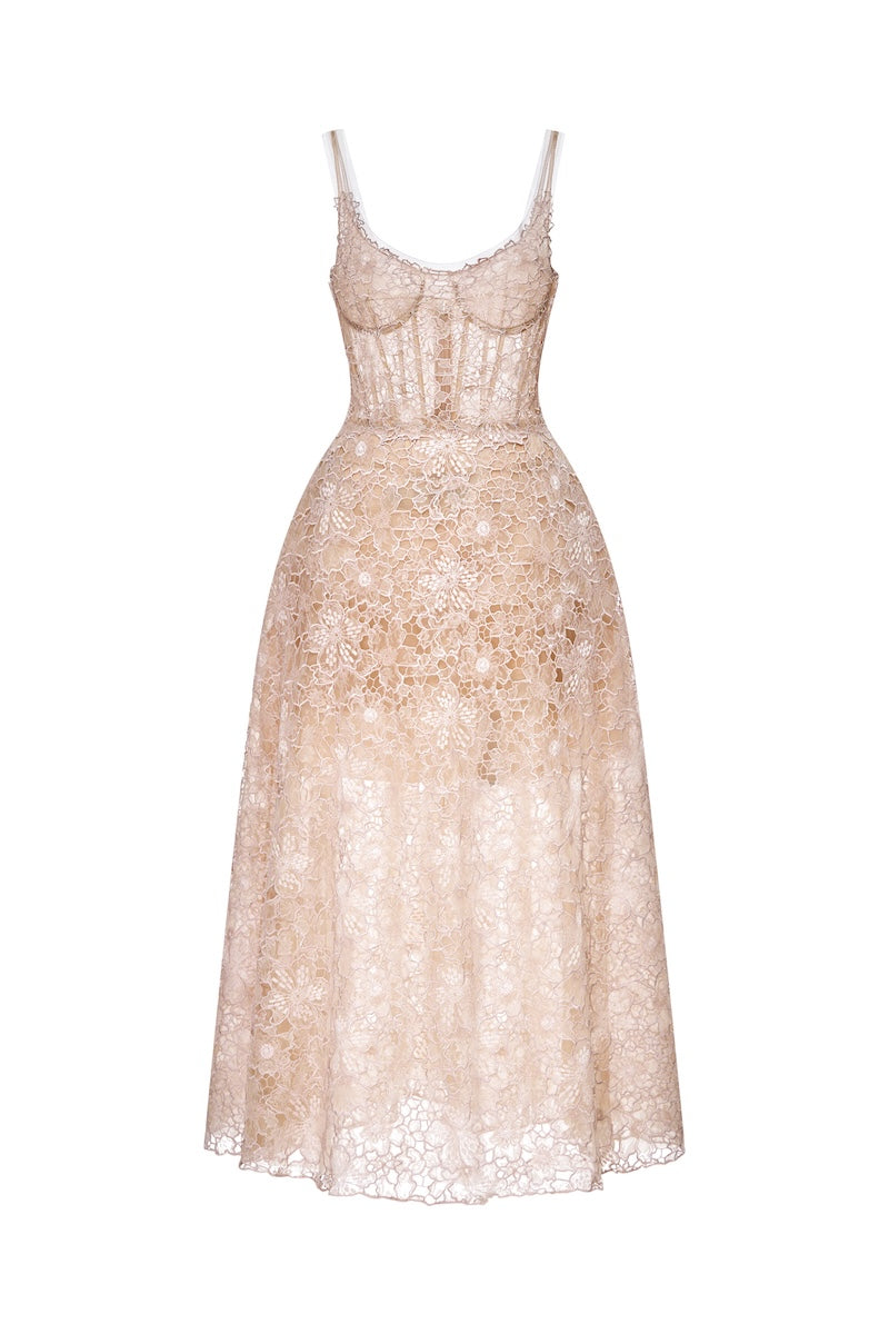 PINK FLOWER LACE DRESS