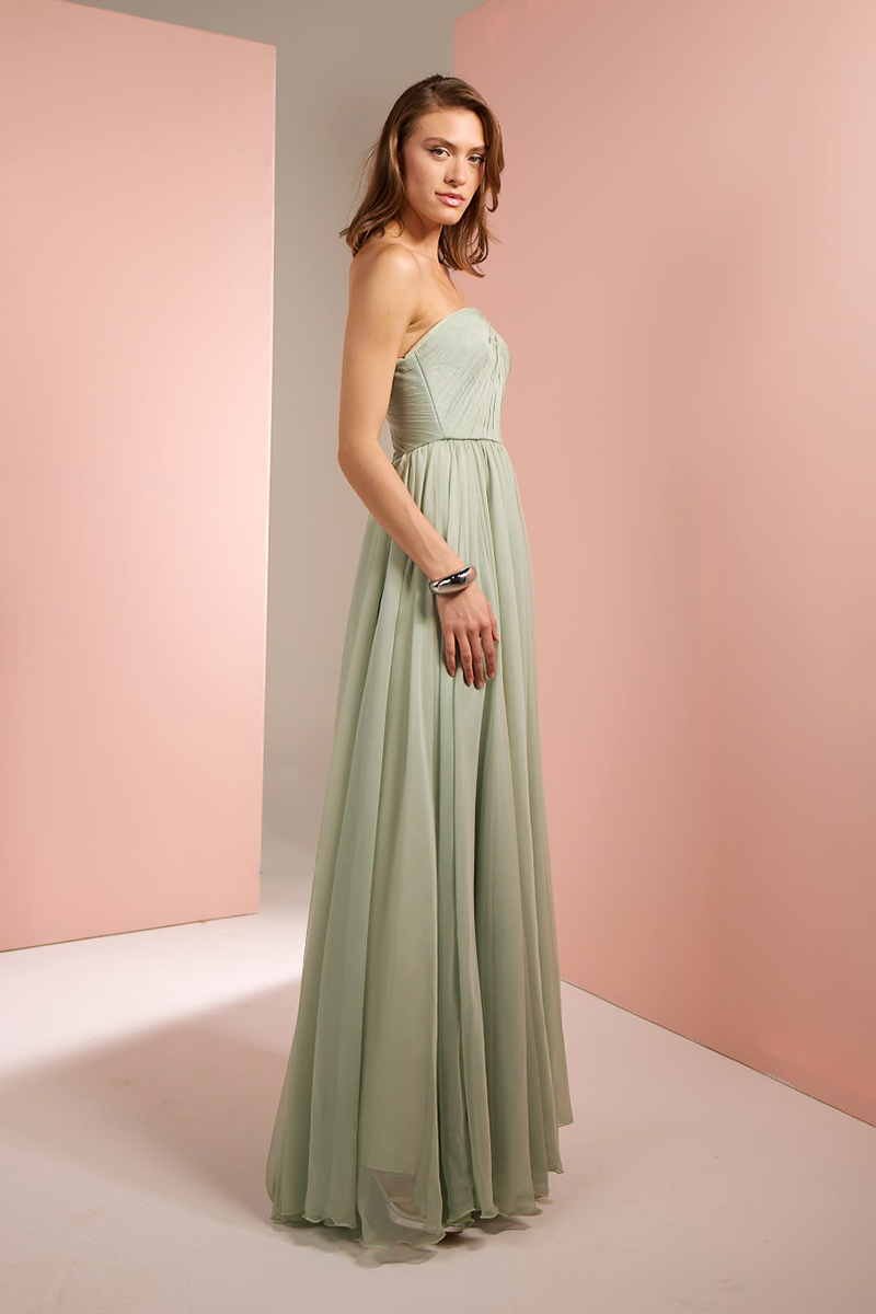 STRAPLESS GOWN IN LIGHT GREEN