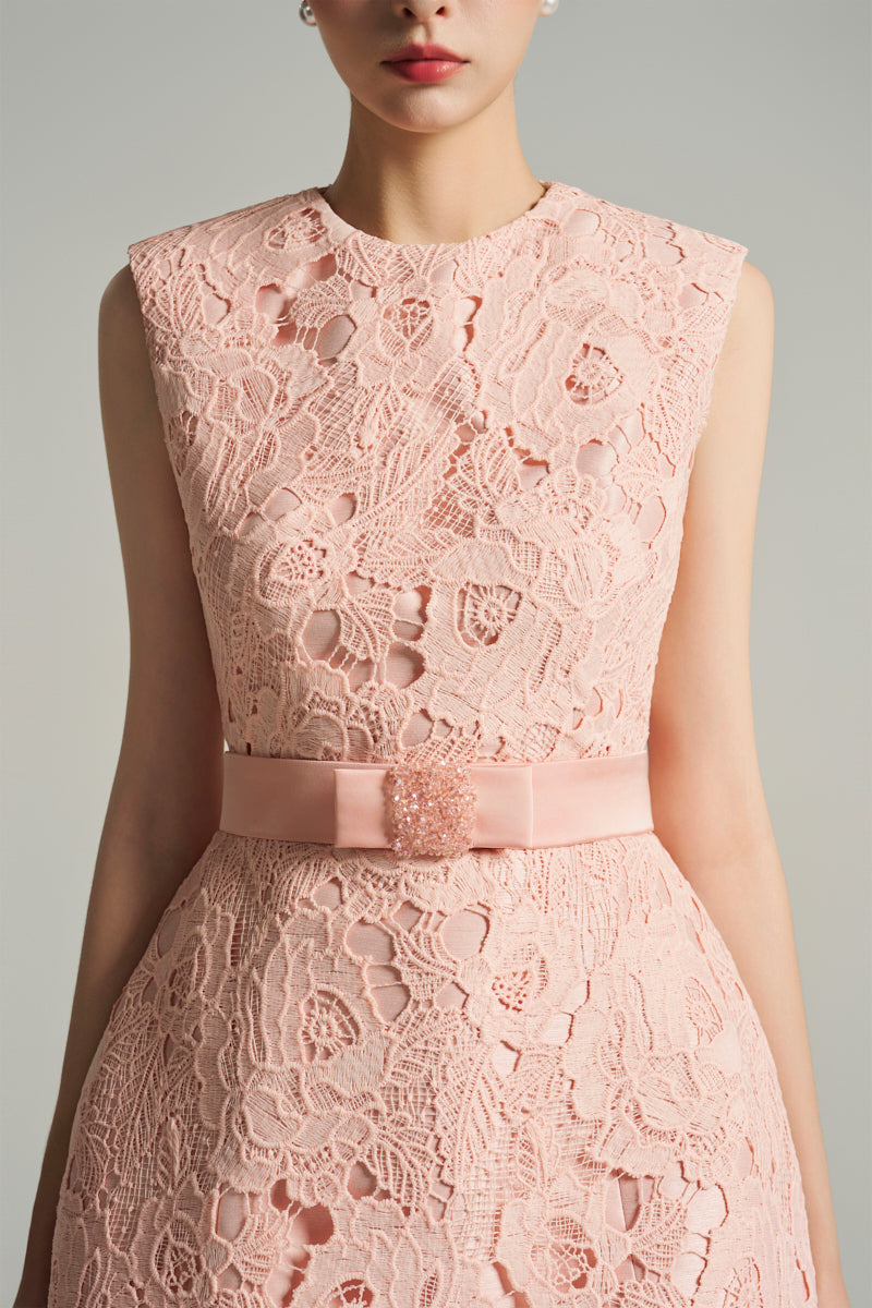 SLEEVELESS BELL MINI DRESS IN LIGHT PINK