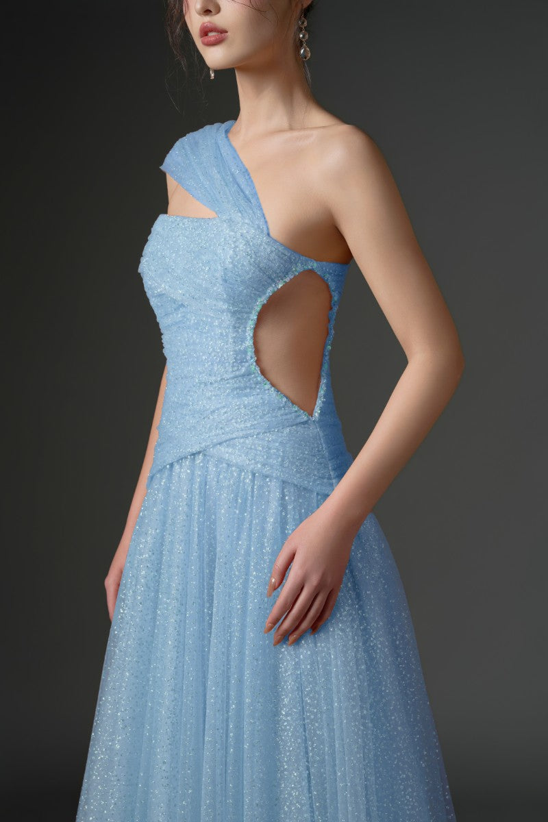 DAJAJAH GLITTER TULLE DRESS IN LIGHT BLUE
