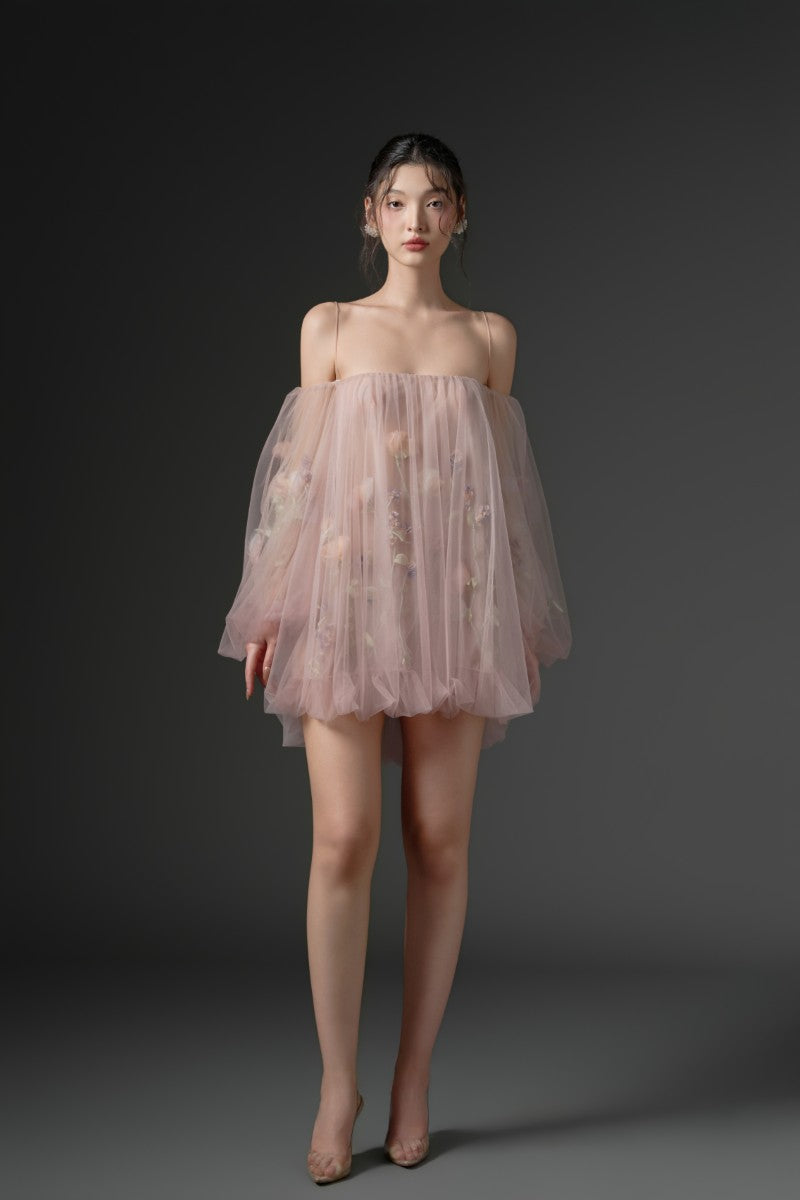 SULHUFAH TULLE FLOWER DRESS IN ROSY PINK