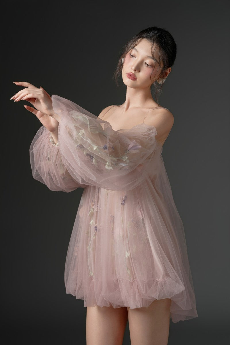 SULHUFAH TULLE FLOWER DRESS IN ROSY PINK