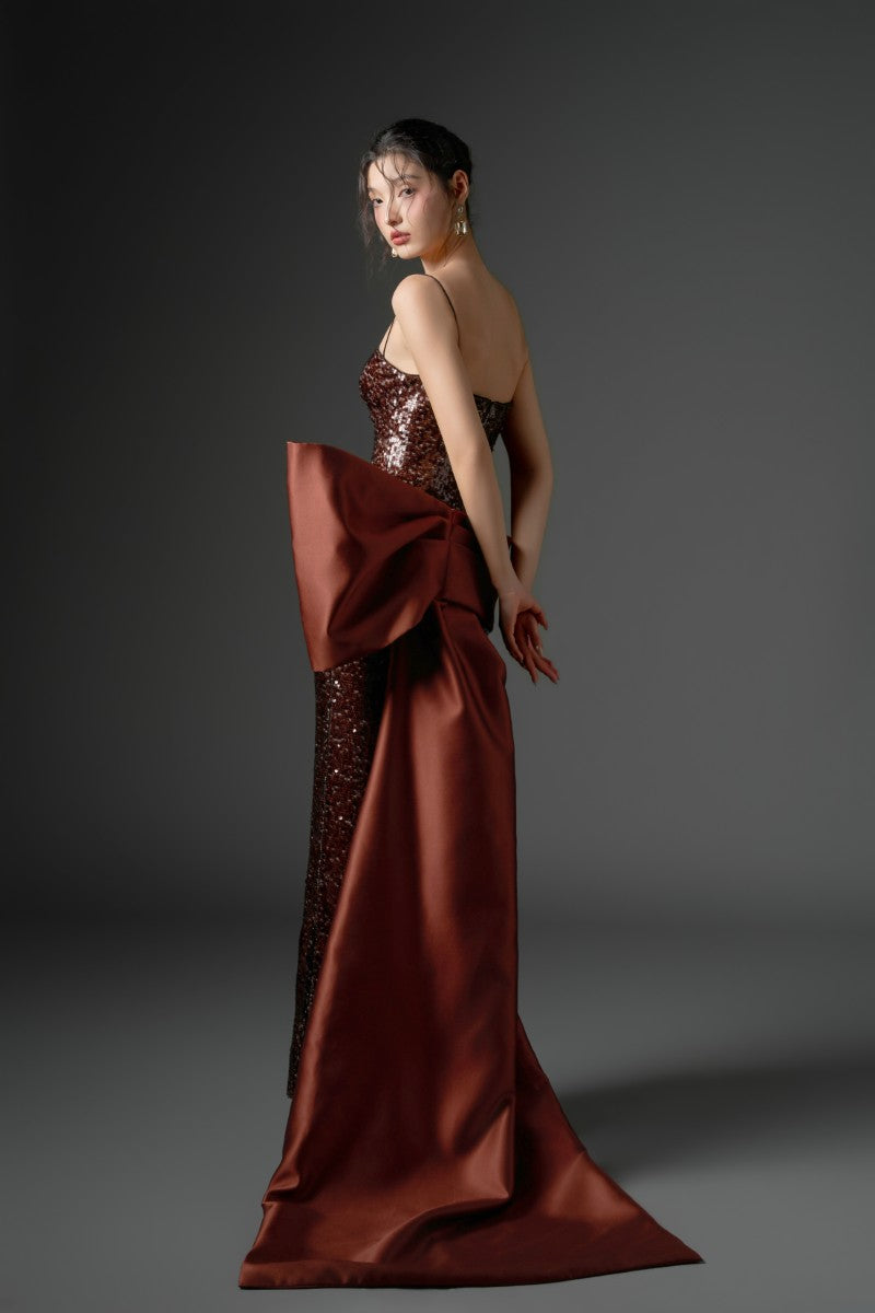 MAEZ SEQUIN DRESS IN BROWN