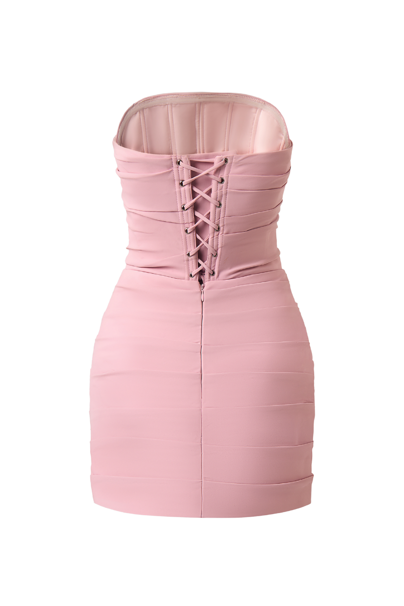 ZAYLEE STRAPLESS DRAPED CREPE MINI DRESS